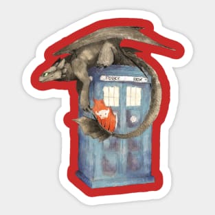 Toothless and the TARDIS Sticker